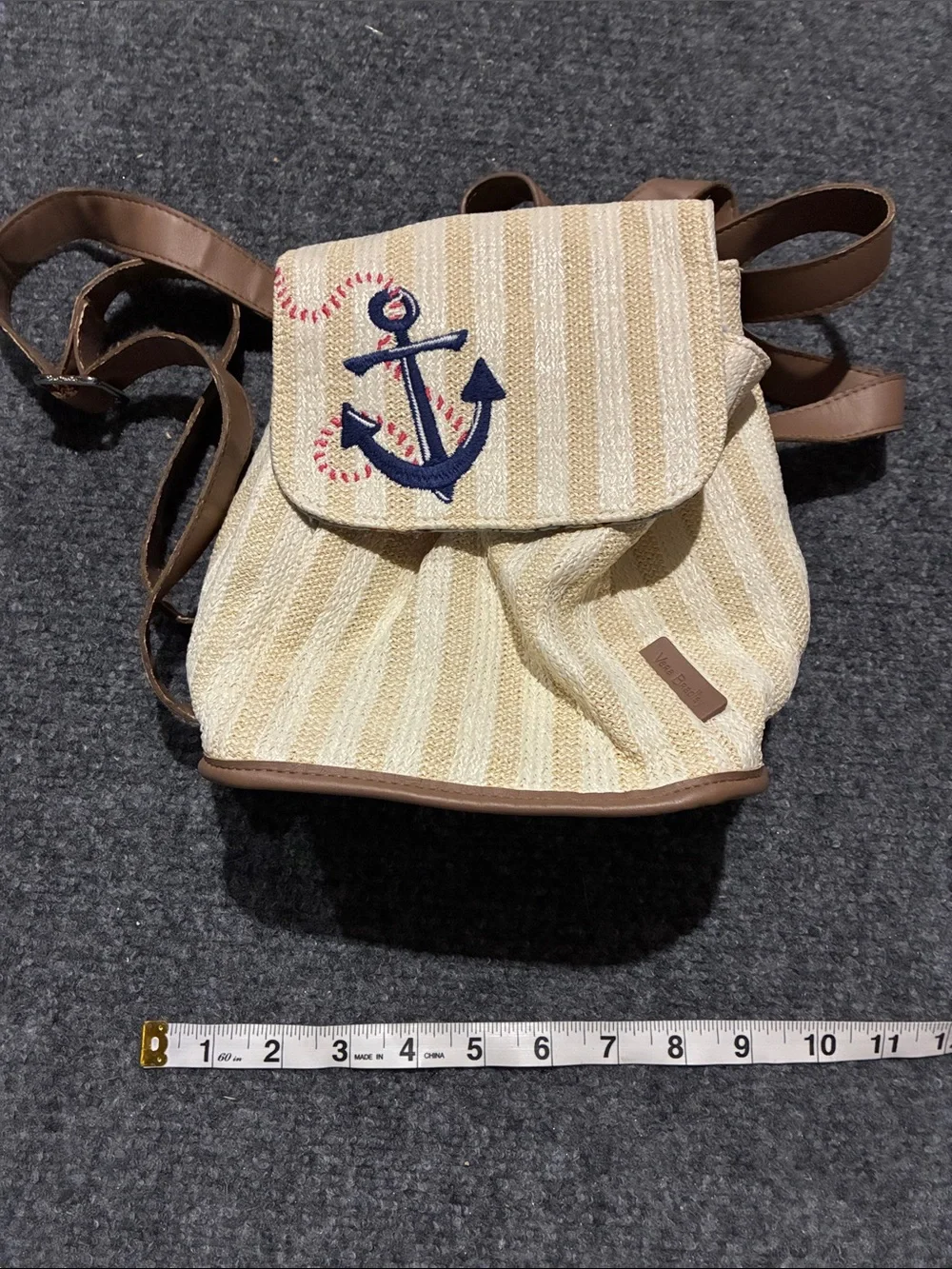 👜 Vera Bradley REGATTA ANCHOR NAVY Mini Straw Backpack